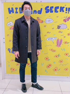 「JOURNAL STANDARD（ジャーナルスタンダード）のアイテム（ステンカラーコート）」を使った、JIMさん（メンズ・175cm）の冬コーディネート