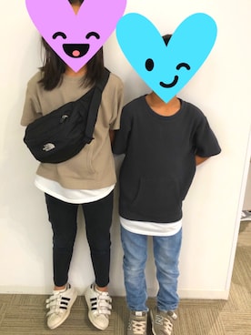 「CIAOPANIC TYPY（チャオパニックティピー）のアイテム（Tシャツ/カットソー、ブラック系）」を使った、sanaさん（キッズ・136cm）の夏コーディネート