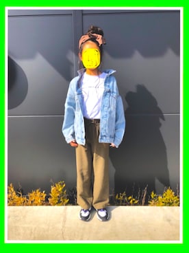 「H&M（エイチ・アンド・エム）のアイテム（デニムジャケット）」を使った、sanaさん（キッズ・136cm）の冬コーディネート