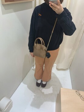 「アイテム（チノパンツ、オレンジ系）」を使った、ぐらさん（レディース・152cm）の秋コーディネート