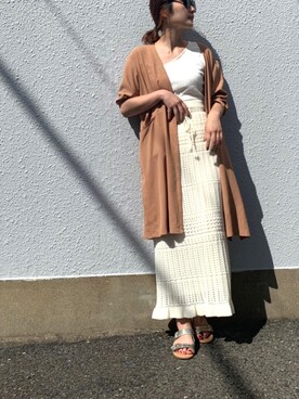Shizuka*さんの「【WEB限定】柄編みサマーニットロングスカート」を使ったコーディネート