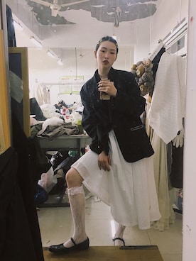 「Yohji Yamamoto（ヨウジヤマモト）のアイテム（その他シューズ）」を使った、壹_叁贰さん（レディース・166cm）の春コーディネート