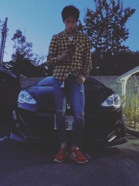 「Aqua（-）のアイテム」を使った、つかちゃんさん（メンズ・174cm）の秋コーディネート