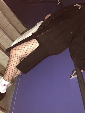 「網タイツ」｜「アイテム（ブルゾン）」を使った、爱さん（レディース・160cm）の春コーディネート