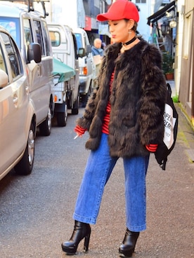 「DHOLIC（ディーホリック）のアイテム（その他アウター）」を使った、hikaruさん（レディース・155cm）の冬コーディネート