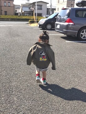 「Lee（リー）のアイテム（パーカー）」を使った、waka☺︎さん（キッズ・80cm）の冬コーディネート