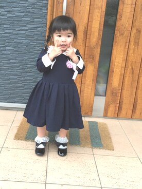 「apres les cours（アプレレクール）のアイテム（その他シューズ）」を使った、waka☺︎さん（キッズ・80cm）の春コーディネート
