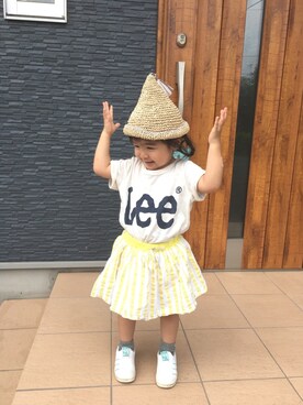 「Lee（リー）のアイテム（Tシャツ/カットソー）」を使った、waka☺︎さん（キッズ・80cm）の夏コーディネート