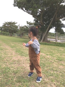 「旅行」｜「アイテム（サロペット/オーバーオール）」を使った、waka☺︎さん（キッズ・80cm）の冬コーディネート