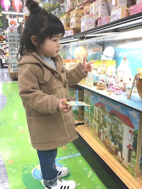 「BRANSHES（ブランシェス）のアイテム（ダッフルコート）」を使った、waka☺︎さん（キッズ・80cm）の冬コーディネート