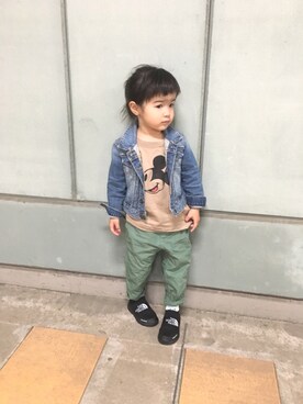 「こども ビームス（コドモビームス）のアイテム（その他シューズ）」を使った、waka☺︎さん（キッズ・80cm）の春コーディネート