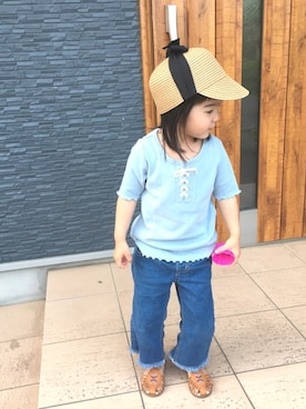 「NANO universe（ナノユニバース）のアイテム（帽子）」を使った、waka☺︎さん（キッズ・80cm）の春コーディネート
