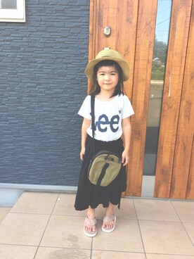 「Lee（リー）のアイテム（Tシャツ/カットソー）」を使った、waka☺︎さん（キッズ・100cm）の夏コーディネート