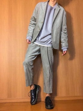 「RAGEBLUE（レイジブルー）の＜トレンドのロング丈＞ワッフルロングカットソー/733404（Tシャツ/カットソー）」を使った、でえぢさん（メンズ・175cm）の冬コーディネート