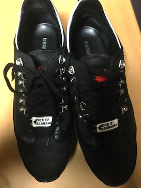 「DSQUARED2（ディースクエアード）のアイテム（スニーカー、ブラック系）」を使った、きい🔑さん（メンズ・175cm）の秋コーディネート