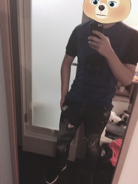 「HYDROGEN（ハイドロゲン）のアイテム（Tシャツ/カットソー、ブルー系）」を使った、きい🔑さん（メンズ・175cm）の夏コーディネート