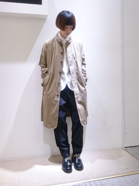「FRAPBOIS」｜「アイテム（ステンカラーコート）」を使った、zumeさん（レディース・160cm）の冬コーディネート