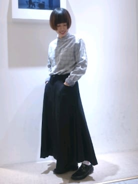 「FRAPBOIS（フラボア）のスターシューズ（ドレスシューズ、ブラック系）」を使った、zumeさん（レディース・160cm）の冬コーディネート