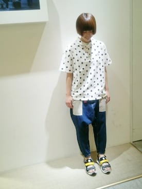 「FRAPBOIS（フラボア）のFRAPBOIS×CHUMS（デニムパンツ、ブルー系）」を使った、zumeさん（レディース・160cm）の春コーディネート