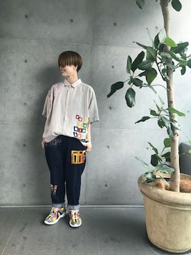 「刺繍デニム」｜「アイテム（シューズ）」を使った、zumeさん（レディース・160cm）の夏コーディネート