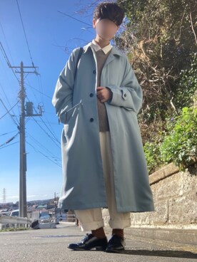「爽やかコーデ」｜「アイテム（ステンカラーコート）」を使った、monoton🖍さん（レディース・159cm）の春コーディネート