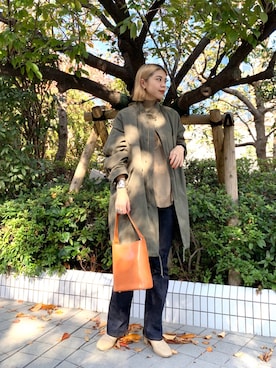 「SHENERY（シーナリー）のアイテム（モッズコート）」を使った、YAMAGATA_172cmさん（レディース・172cm）の秋コーディネート