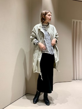 「SHENERY（シーナリー）のアイテム（モッズコート）」を使った、YAMAGATA_172cmさん（レディース・172cm）の秋コーディネート
