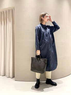 「YOUNG&OLSEN The DRYGOODS STORE（ヤングアンドオルセン）のYOUNG&OLSEN EMBOSSED レザートートバッグ（M）◆（トートバッグ）」を使った、YAMAGATA_172cmさん（レディース・172cm）の冬コーディネート