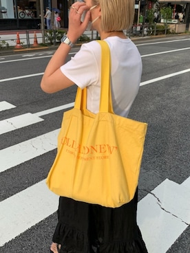 「ビッグトート」｜「アイテム（スカート）」を使った、YAMAGATA_172cmさん（レディース・172cm）の夏コーディネート