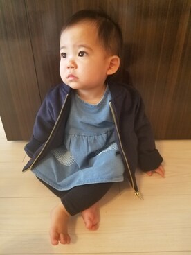 「ZARA KIDS」｜「アイテム（ブルゾン）」を使った、ななみさん（キッズ・70cm）の冬コーディネート
