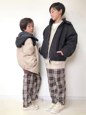 「devirock（デビロック）のアイテム（ダウンジャケット/コート）」を使った、RiY☺︎さん（キッズ・139cm）の秋コーディネート