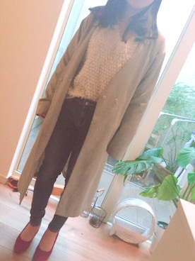 「もけもけ」｜「アイテム（ダウンジャケット/コート）」を使った、caoさん（レディース・151cm）の春コーディネート