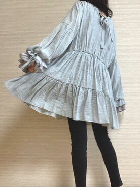 「one after another NICE CLAUP（ワンアフターアナザーナイスクラップ）の袖プリーツチュニック（シャツ/ブラウス、ブルー系）」を使った、ういまるさん（レディース・157cm）の春コーディネート