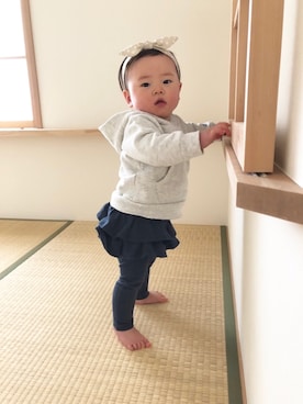 「チャンピオン パーカー」｜hanaさん（キッズ・70cm）の冬コーディネート