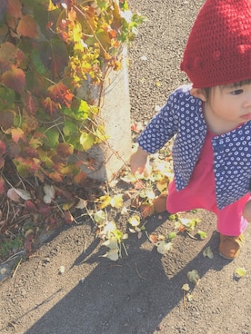 「babyGAP（babyGAP）のアイテム（ノーカラージャケット、ブルー系）」を使った、maroonsさん（キッズ・90cm）の秋コーディネート