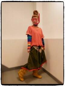 AHCAHCUM.muchacha | 蝶々パッチコーデュロイスカート(スカート)