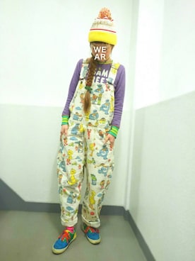 「One deux boo（ワンドゥーブー）のアイテム（オールインワン・サロペット）」を使った、ohanaさん（レディース・161cm）の春コーディネート