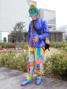 「柄×柄」｜「アイテム（その他シューズ）」を使った、ohanaさん（レディース・161cm）の冬コーディネート