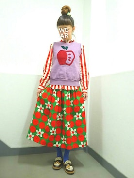 「アイテム（ヘアゴム）」を使った、ohanaさん（レディース・161cm）の春コーディネート