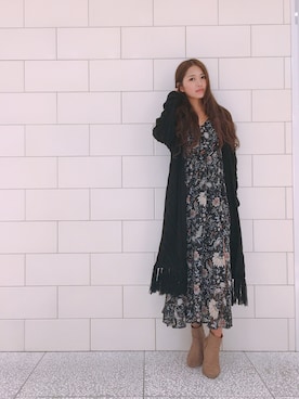 「Vicente（ヴィセンテ）のアイテム（カーディガン/ボレロ）」を使った、MASAEさん（レディース・168cm）の秋コーディネート