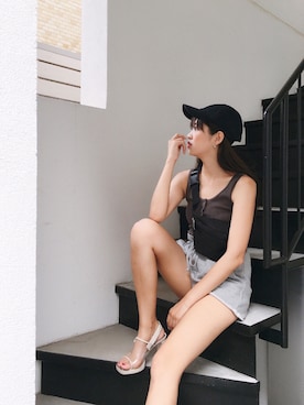 「DHOLIC（ディーホリック）のアイテム（ボディバッグ/ウエストポーチ）」を使った、MASAEさん（レディース・168cm）の夏コーディネート