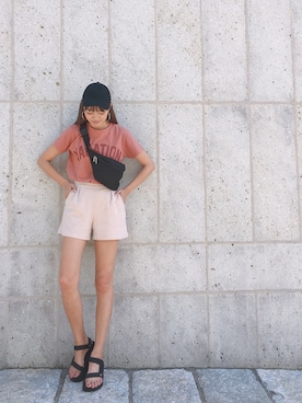 「DHOLIC（ディーホリック）のアイテム（ボディバッグ/ウエストポーチ）」を使った、MASAEさん（レディース・168cm）の夏コーディネート