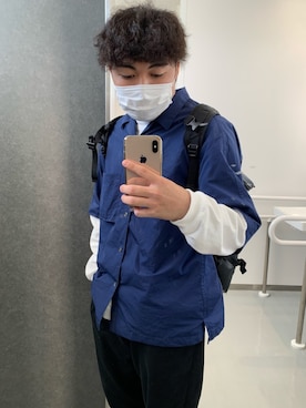 「Dickies（ディッキーズ）のDickies/ディッキーズ MONO-MART 別注 タックワイドチノパンツ/テーパードワイドパンツ（チノパンツ、ブラック系）」を使った、世界樹さん（メンズ・162cm）の春コーディネート