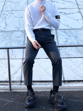 「平成最後のWEARISTAセンバツ」｜「アイテム（スラックス）」を使った、YUTAROさん（メンズ・176cm）の春コーディネート