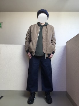 「アイテム（ミリタリージャケット、ゴールド系）」を使った、Ren Saitoさん（メンズ・168cm）の冬コーディネート
