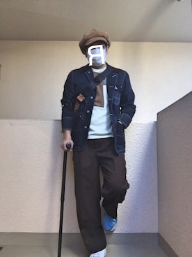 「アイテム（ボディバッグ/ウエストポーチ、ブルー系）」を使った、Ren Saitoさん（メンズ・168cm）の春コーディネート