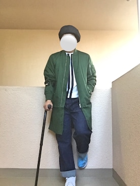 「Dickies（ディッキーズ）のアイテム（MA-1）」を使った、Ren Saitoさん（メンズ・168cm）の春コーディネート