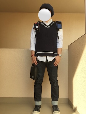 「ブレスレット」｜「アイテム（ハンチング/ベレー帽）」を使った、Ren Saitoさん（メンズ・168cm）の春コーディネート