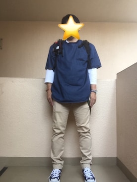 「TOMMY（トミー）のアイテム（チノパンツ）」を使った、Ren Saitoさん（メンズ・168cm）の夏コーディネート