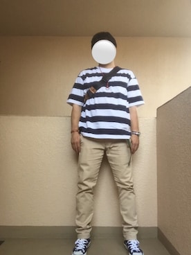 「TOMMY（トミー）のアイテム（チノパンツ）」を使った、Ren Saitoさん（メンズ・168cm）の夏コーディネート